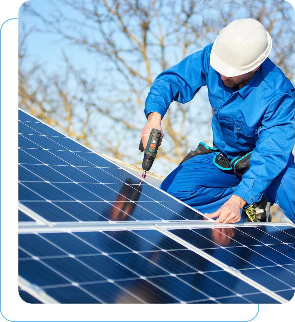 Group 297 (6) Worker installing solar panels on roof.