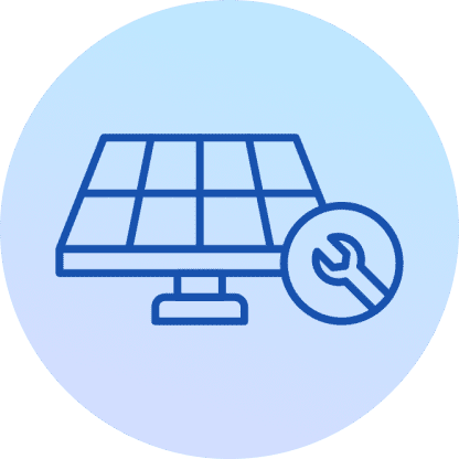 Solar panel with a wrench icon.