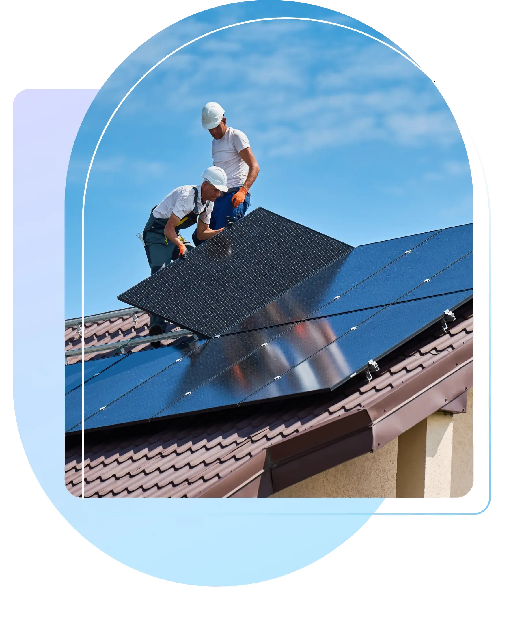 img (1) (1) Workers installing solar panels on roof.